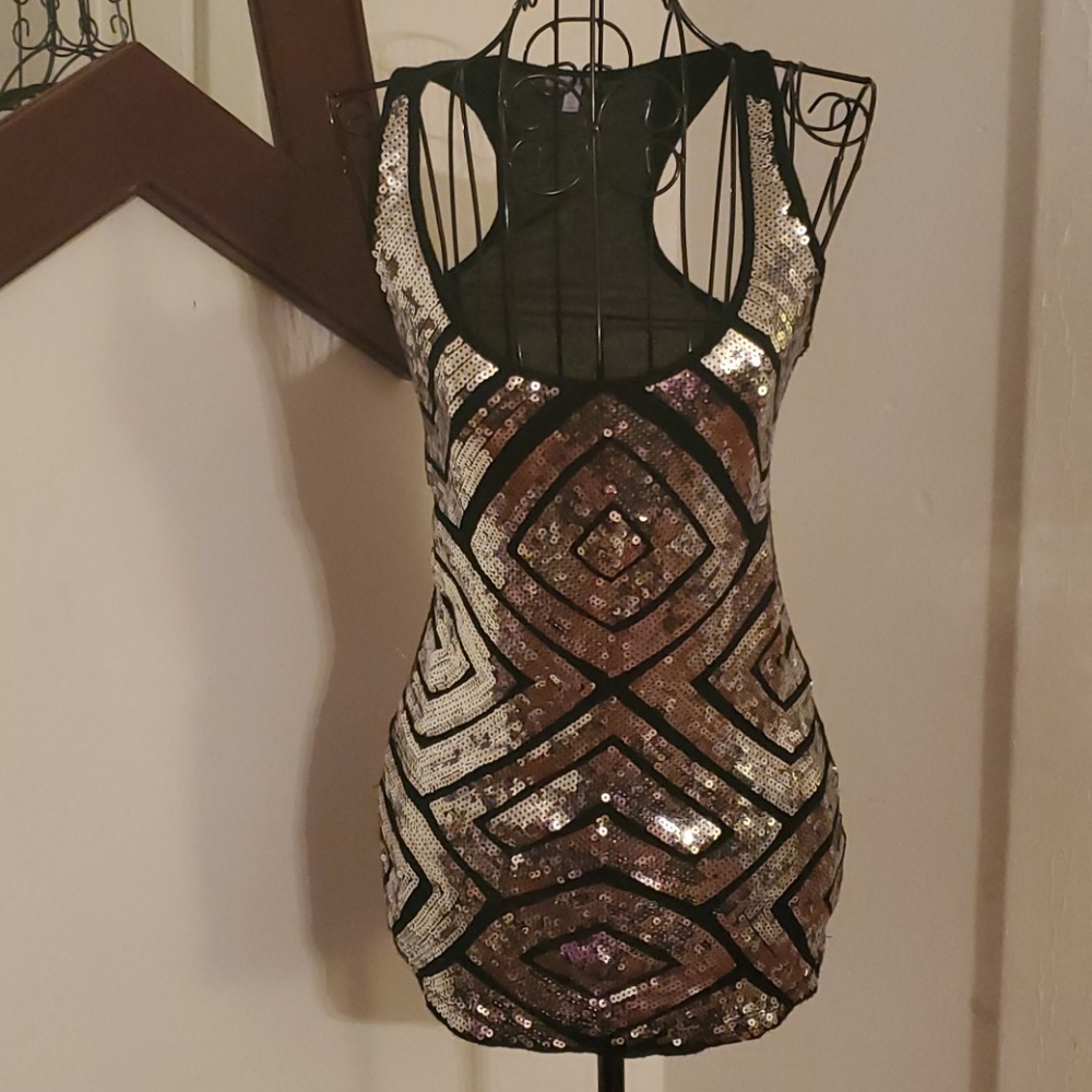Charlotte Russe sequin bling tank top XS